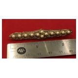 Vintage Gold Tone & Pearl ? Straight Pin Brooch
