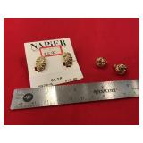 Gold Tone Clip On Napier & Japan Marked Earrings