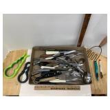 Box Of Knives & Kitchen Utensils