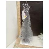 Faux White & Red Poinsettias & Silver Wire Tree &