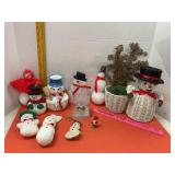 Wicker Snowman Planter & More Snowmen