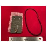 Gold Heart Bracelet & Black Beaded Necklace