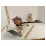Wooden Reading Angel Decor Piece