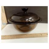 Pyrex Corning Lidded Amber Glass Casserole Dish