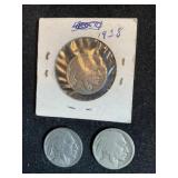 U.S. 1928, 37 & ? Buffalo Nickel Coins