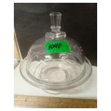 Etched Glass Lidded Bowl