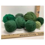 Various Green Yarn Balls
