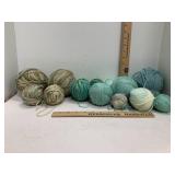 Various Teal Tealy Blues & Browns Yarn Balls