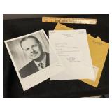 Sen Hugh Scott Autographed Photo & Letter