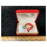 Small Jade Turtle Pendant On Red Cord