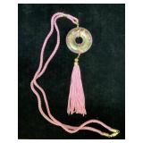Pink Cloisonne Tassel Pendant In Box