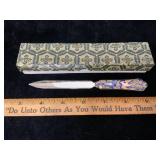 Vintage Cloisonne Enamel Letter Opener & Box
