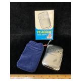 Vintage Peacock Pocket Warmer & Original Box