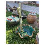 Majolica Ceramic Garden Fountain Bamboo Look
