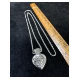 Vintage Art Nouveau Vase Necklace Silver Tone