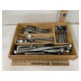 Flatware Set In Wooden Organizer