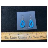 Kingman Blue Turquoise Chips Earrings Sterling