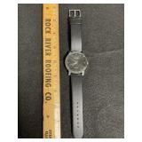 Sinobi Black Dial Leather Band Quartz Wristwatch