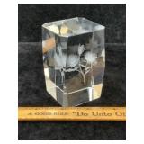 Vintage Crystal Etched Paperweight Floral