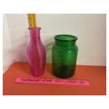Pink & Green Glass Vases