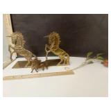 Brass Unicorn Bookends & Clip    Painted Metal