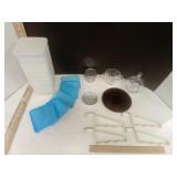 Plastic Storage Boxes w Some Lids, Small Glass