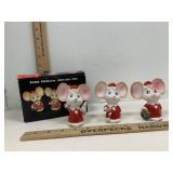 Vintage Bisque Porcelain Christmas Mice