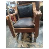 Large Heavy Leather Upholstered Rocking Chair