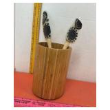 Wooden Utensil Holder & Silicone & Wooden Spatula