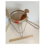 Cone Strainer Set w Wooden Pestle in Stand