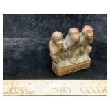 Vintage Brass Look Hear See Speak No Evil Monkeys