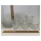Fostoria ? Glass Teacups 6 & Saucers 8