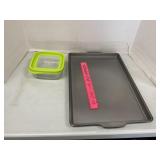 Ekco Cookie Sheet & Ziplock Food Storage Container