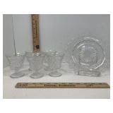 Fostoria ? Glass Fruit Cocktail Glasses & Plate