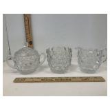 Fostoria ? Glass Sugar & Creamer & Dish