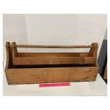 Vtg Wooden Tool Tote w/ Movable Attached Tray
