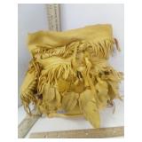 Native American Fringed Buckskin Bag w Pouch &