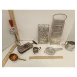 Hammered Copper Collander, Assorted Graters,