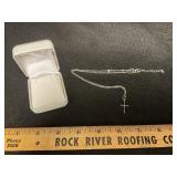 Silver tone Cross & Chain