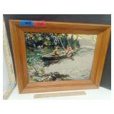 Paint By Number Fishing From Boat in Wood Frame