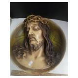 Chalkware Wall Plaque 3D Jesus Bust