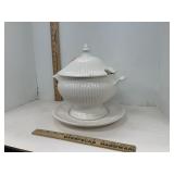 California Pottery White Ribber Soup Tureen &