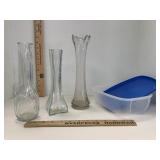 Swung Glass & Other Vases 3 & Sterilite Container