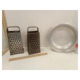 Graters 2 & Aluminum  Handled Serving Bowl