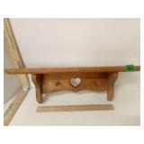 Wooden Wall Shelf w Heart Motif