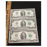 2017A US $2 Sequential Bills 3 Crisp & Flat