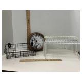 Plasticized Wire Shelves & Basket & Clock /