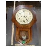 Oak Drop-Octagon  Regulator Wall Clock w Lower