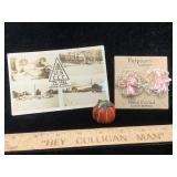 Vtg Handcrafted Earrings & Darling Pincushion &