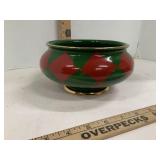 Teleflora Gift Bowl Grren Red Gold Accent